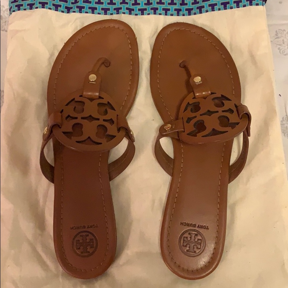 Tory Burch Miller Sandals, Size 10, brown leather